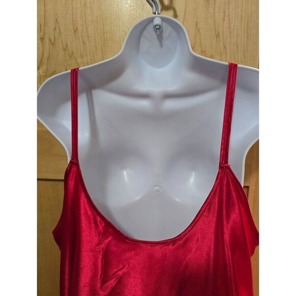 Vintage Dentelle Red Satin & Mesh Floral Nightgown L elegant date night - Picture 4 of 7